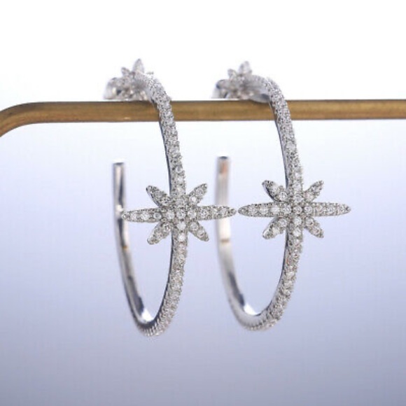 NWT LUXURY STERLING SILVER STAR EARRINGS - Picture 7 of 7